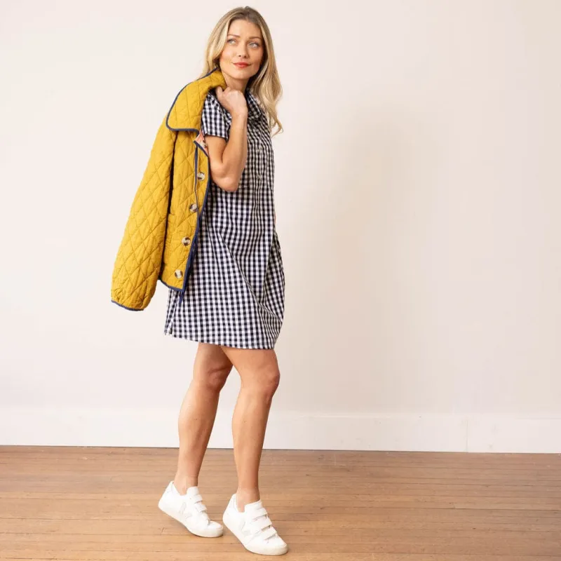 Navy Gingham Getaway Mini Dress made by Sunshine Tienda