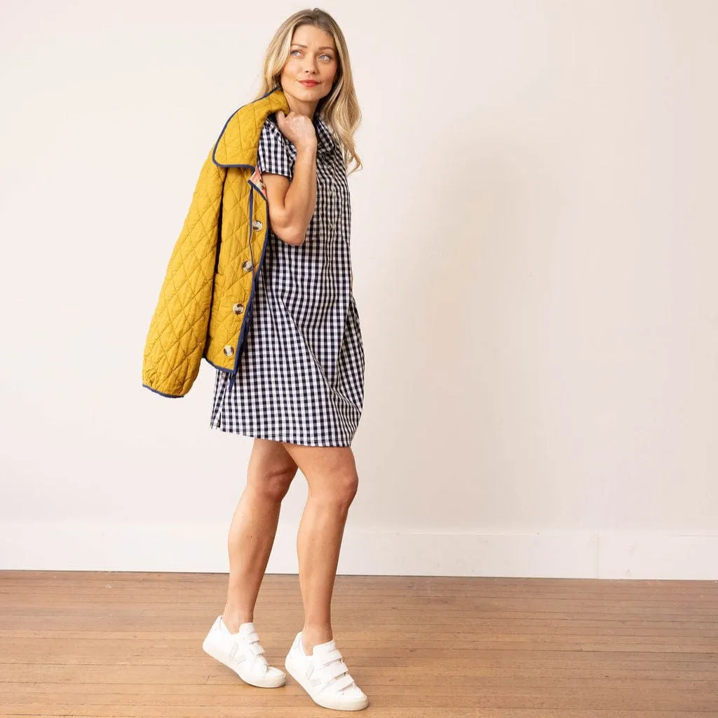 Navy Gingham Getaway Mini Dress sold by Sunshine Tienda