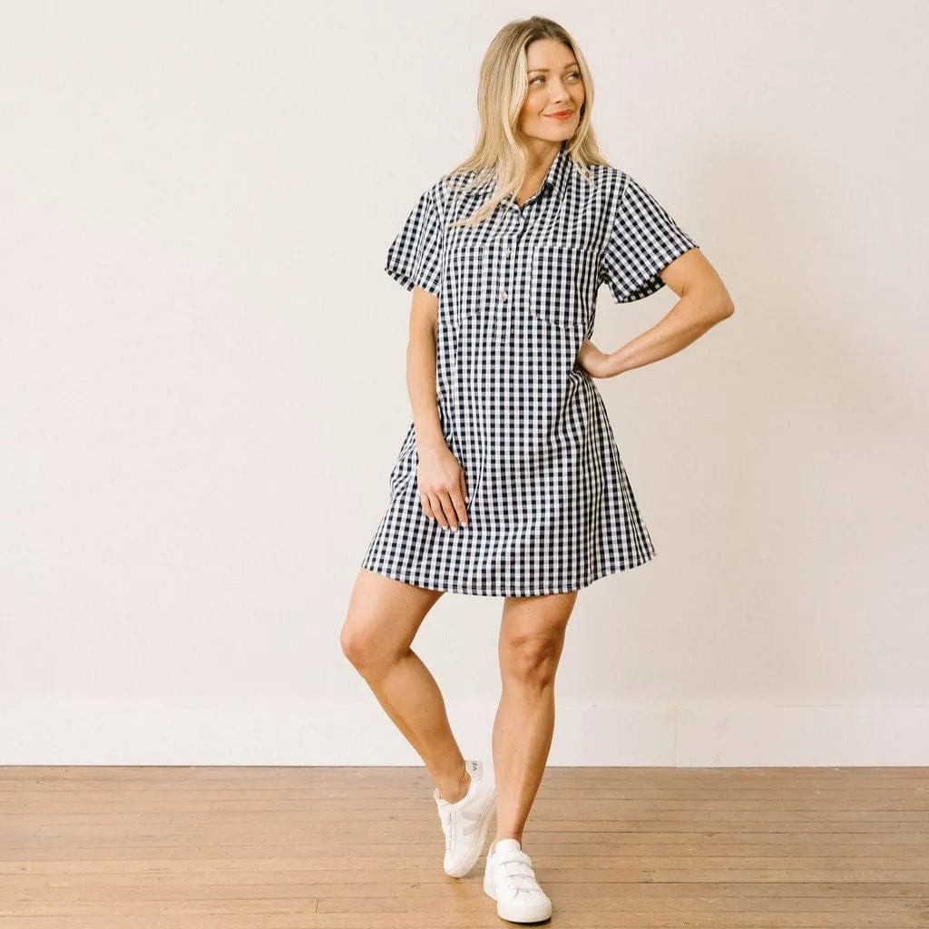 Navy Gingham Getaway Mini Dress sold by Sunshine Tienda product image thumbnail 2