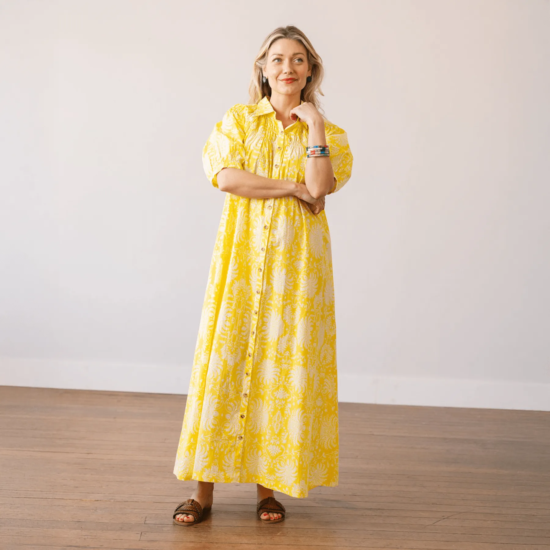 Citron Gilded Palm Oasis Dress sold by Sunshine Tienda