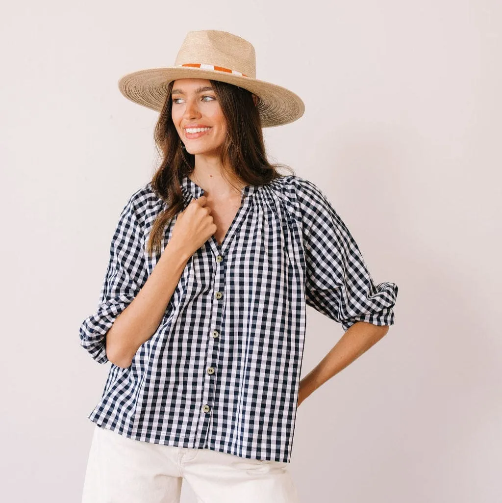 Navy Gingham Lucia Top sold by Sunshine Tienda