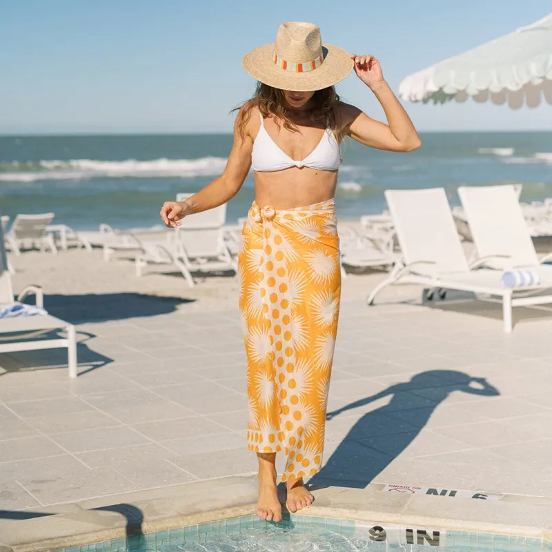 Gold Palm Geo with Gold Dot Sarong sold by Sunshine Tienda