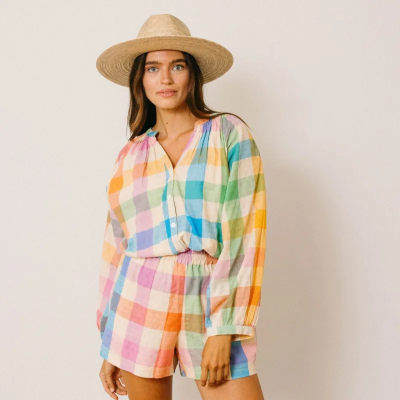 Rainbow Plaid Lucia Top made by Sunshine Tienda