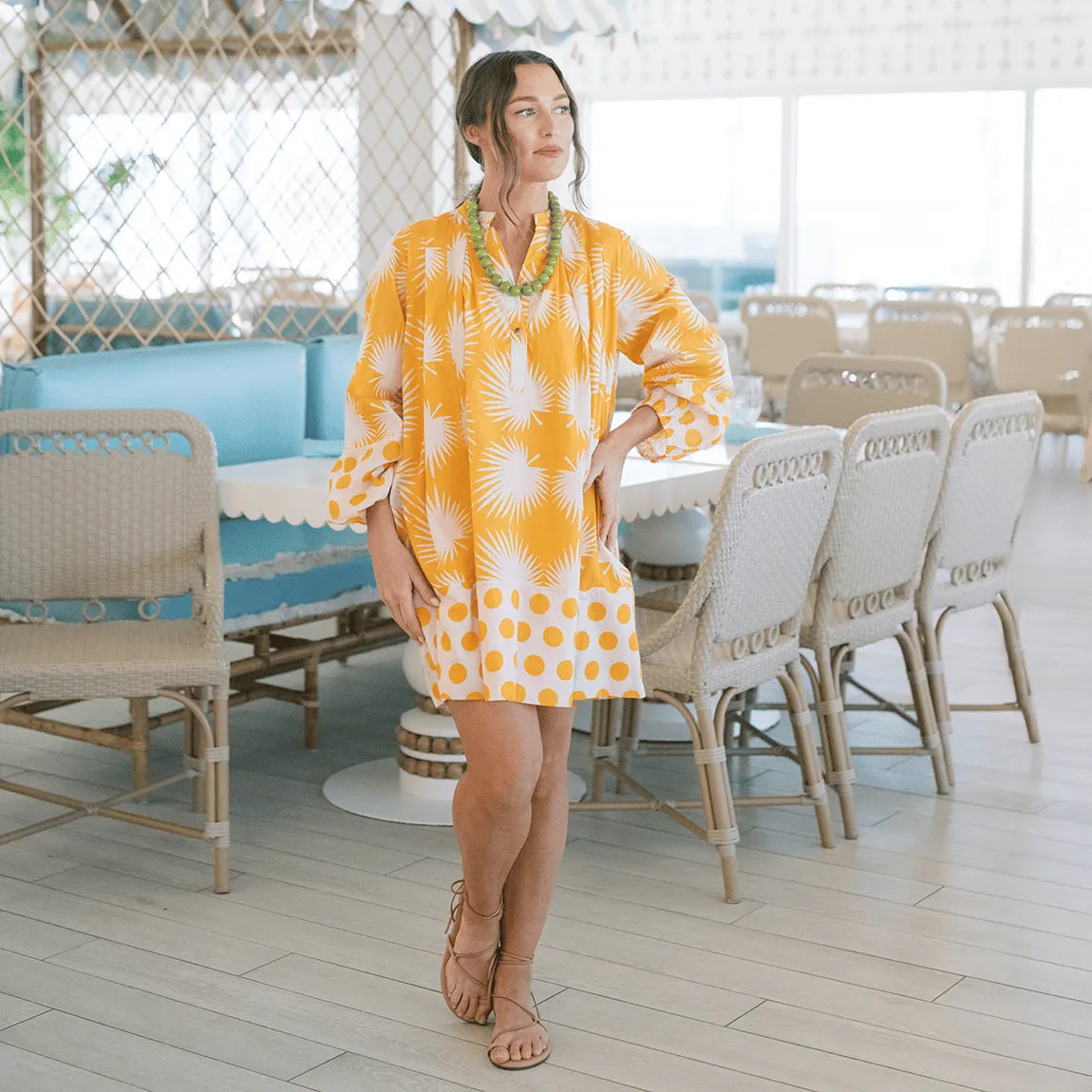 Gold Palm Geo with Gold Dot Lilly Dress sold by Sunshine Tienda product image thumbnail 5