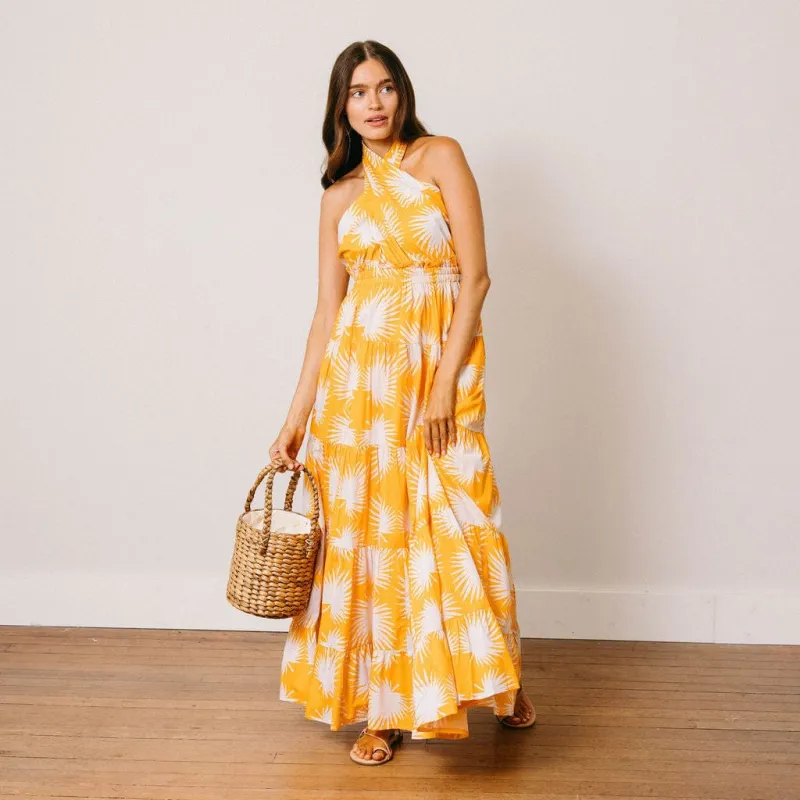 Gold Palm Geo with Gold Dot Capri Dress sold by Sunshine Tienda