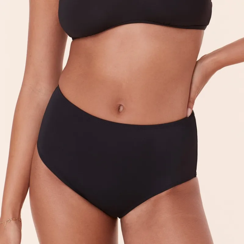 The High Waist Bikini Bottom - Eco Nylon - Black made by Sunshine Tienda