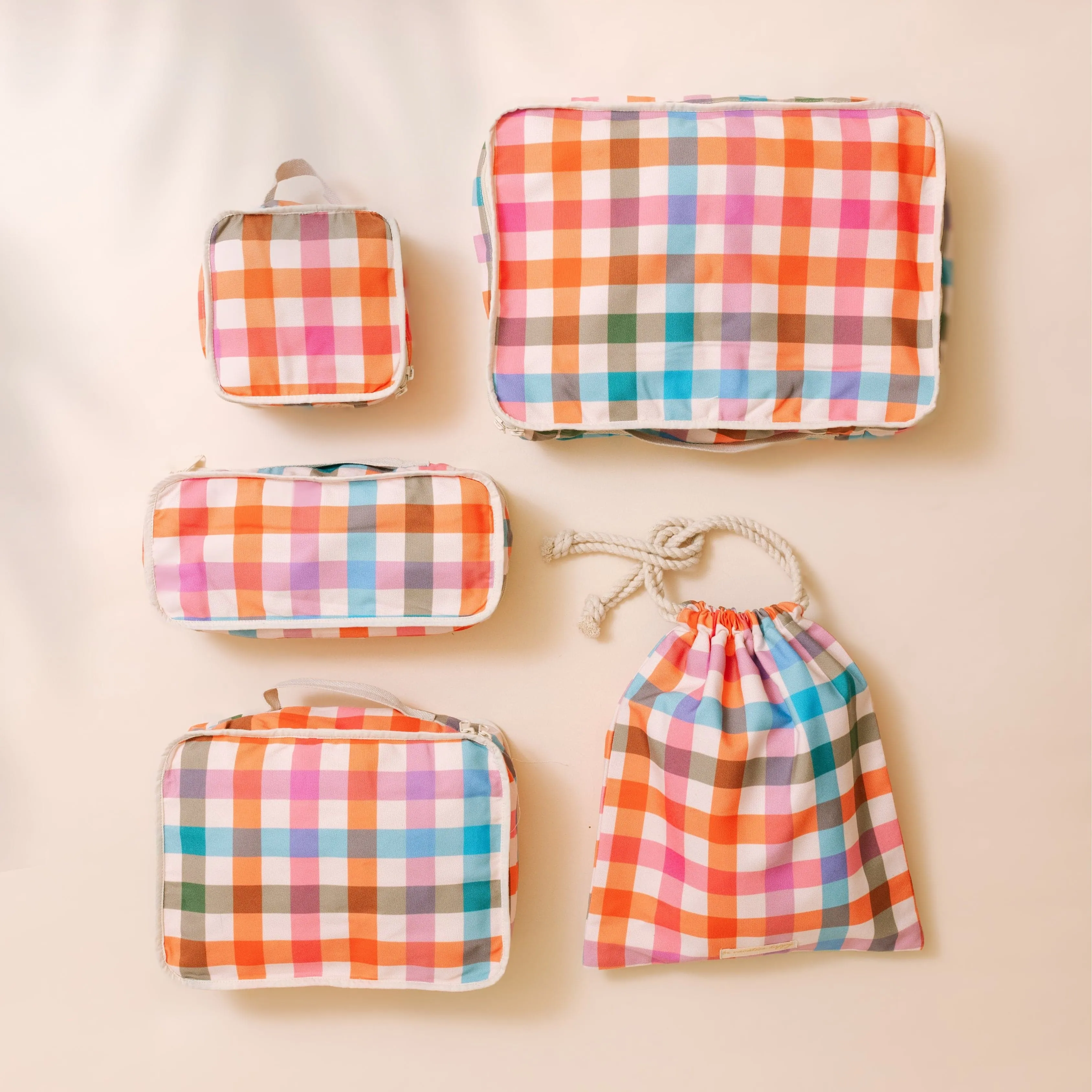 Rainbow Plaid Packing Cube Set sold by Sunshine Tienda