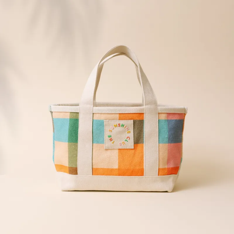 Mini Rainbow Plaid Canvas Tote sold by Sunshine Tienda