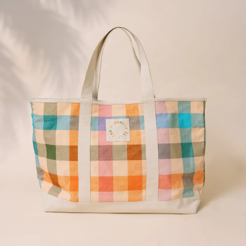 Rainbow Plaid Canvas Tote sold by Sunshine Tienda