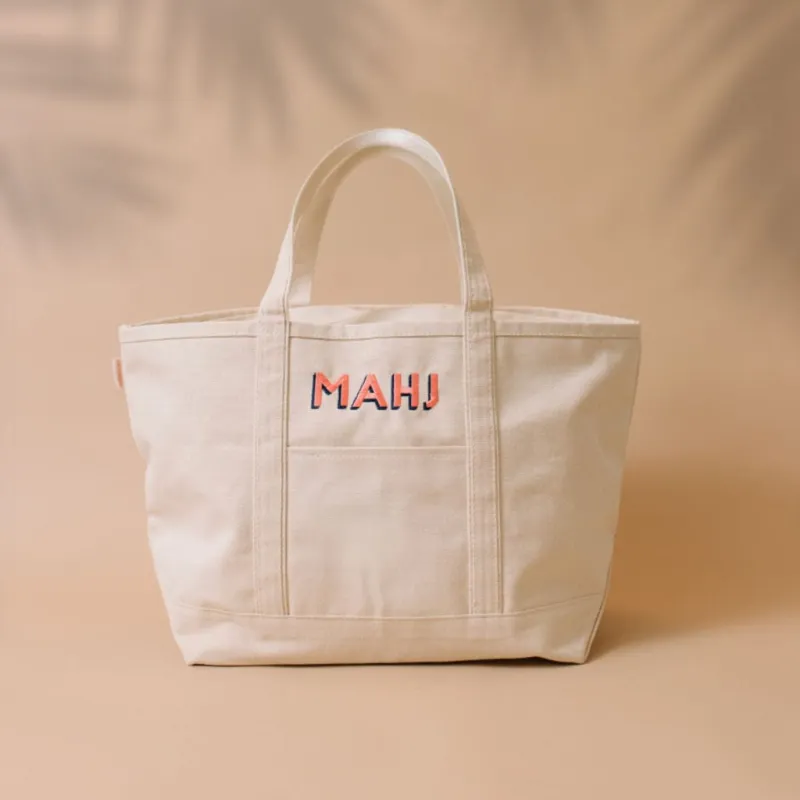 Mahjong "MAHJ" Large Canvas Tote Bag made by Sunshine Tienda