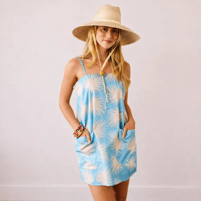 Blue Palm Geo Grotto Dress made by Sunshine Tienda