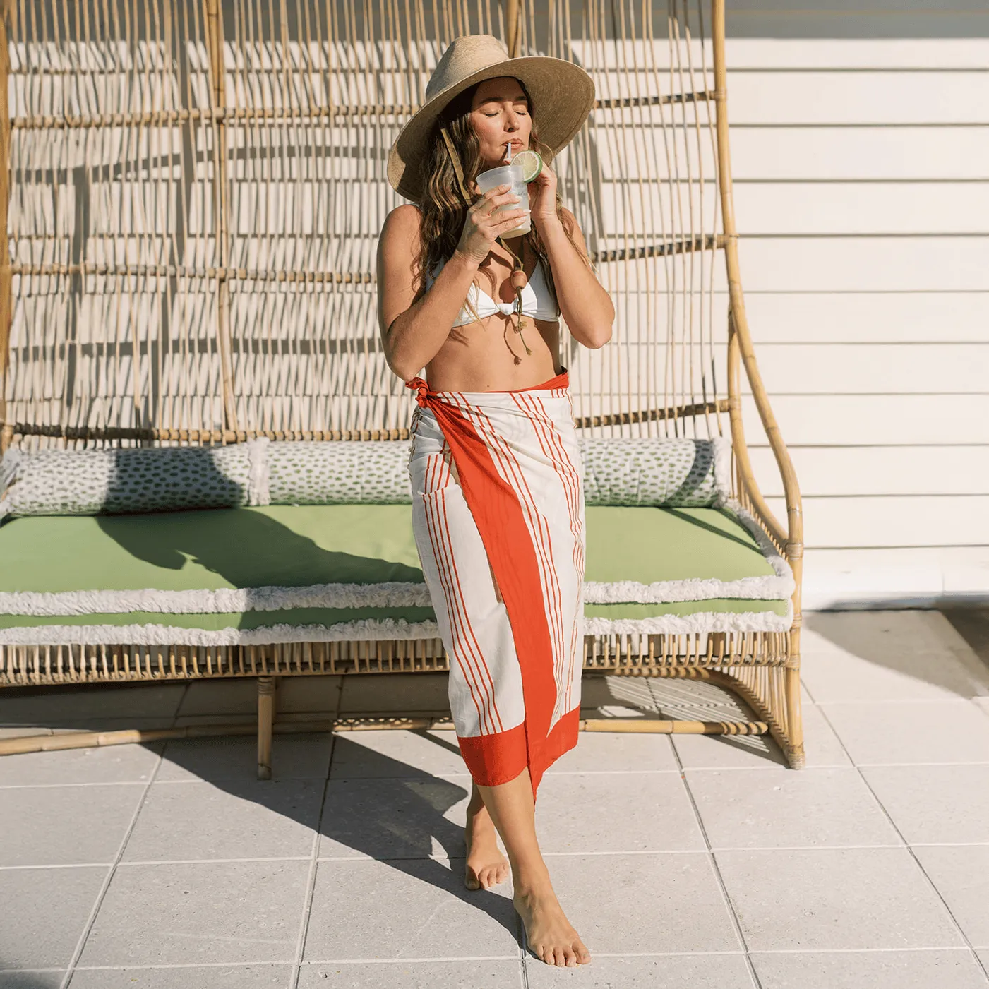 Cherry Pinstripe Sarong sold by Sunshine Tienda