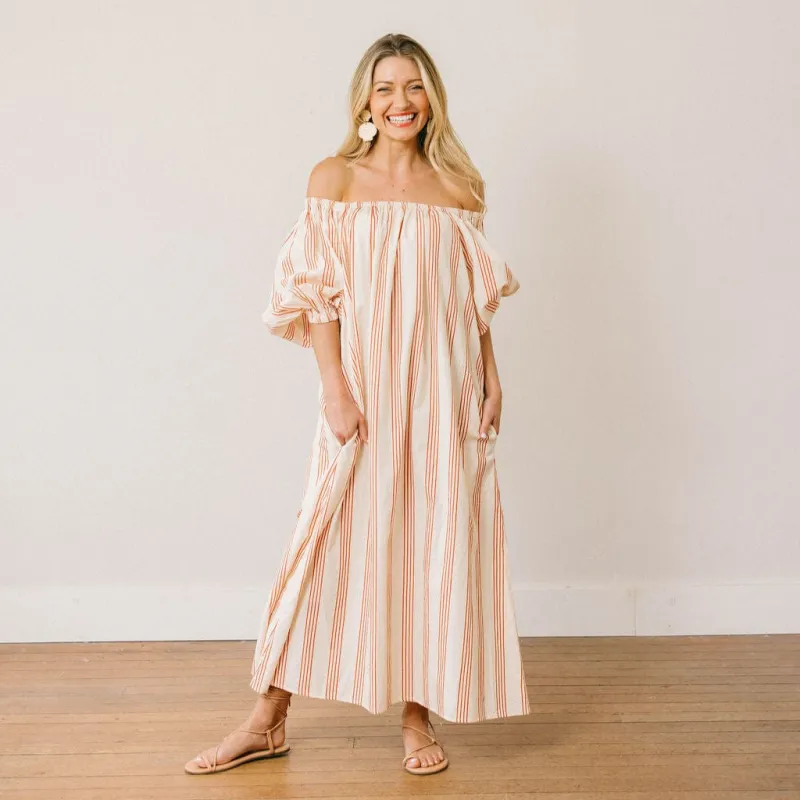 Cherry Pinstripe Ace Dress made by Sunshine Tienda