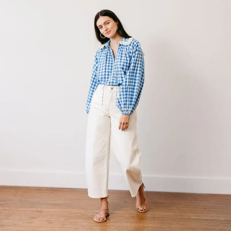 Blue Bay Gingham Willa Top made by Sunshine Tienda