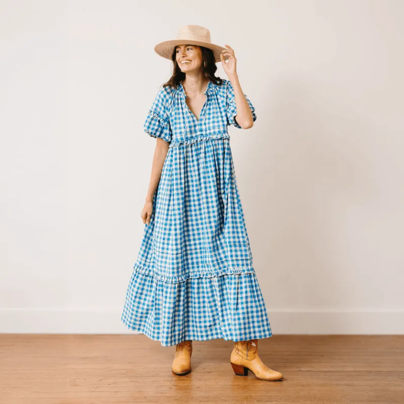 Blue Bay Gingham Charlotte Dress made by Sunshine Tienda