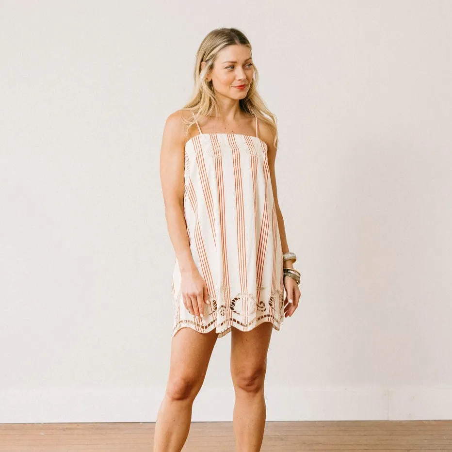 Cherry Pinstripe w/ Embroidery Shoreline Dress sold by Sunshine Tienda product image thumbnail 3