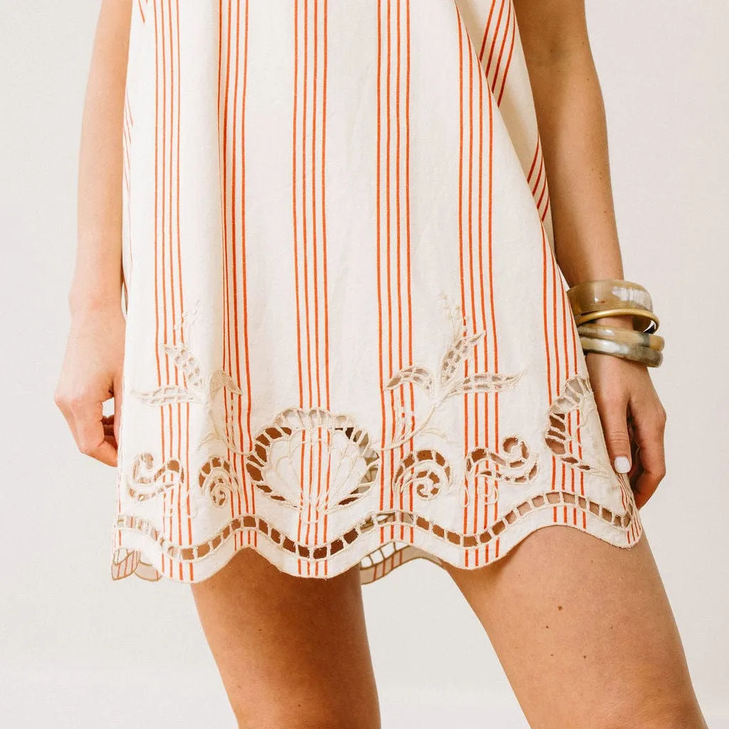Cherry Pinstripe w/ Embroidery Shoreline Dress sold by Sunshine Tienda product image thumbnail 2