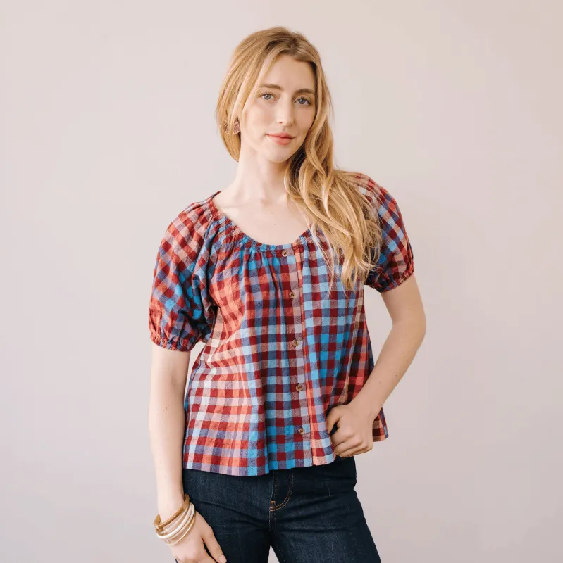 Cabernet Gingham Frances Top made by Sunshine Tienda