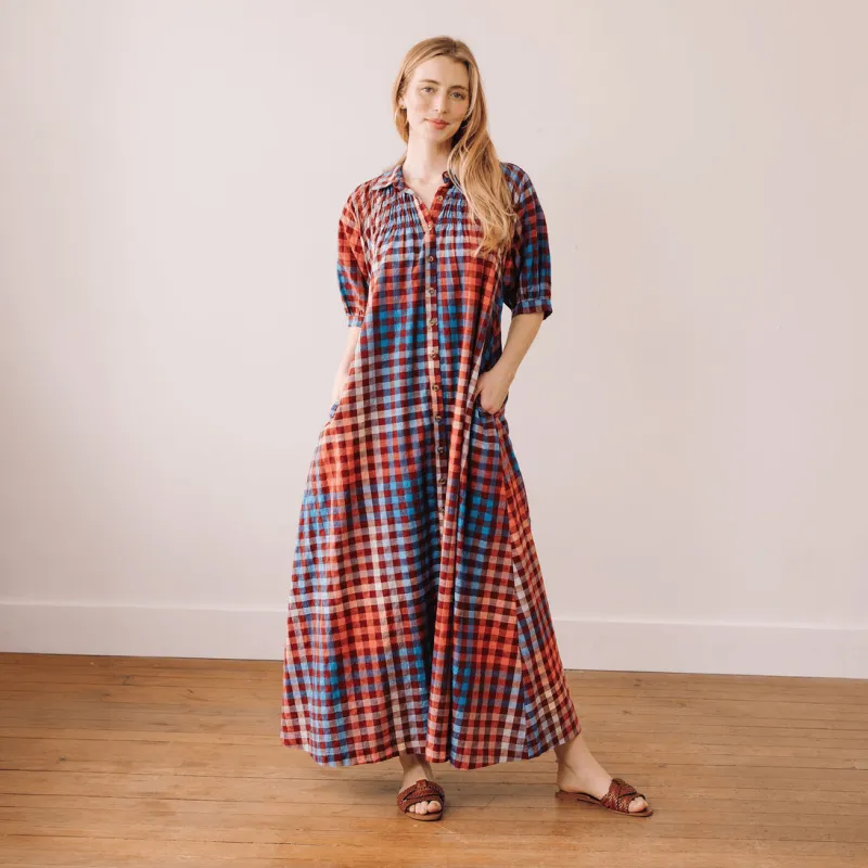 Cabernet Gingham Oasis Dress made by Sunshine Tienda