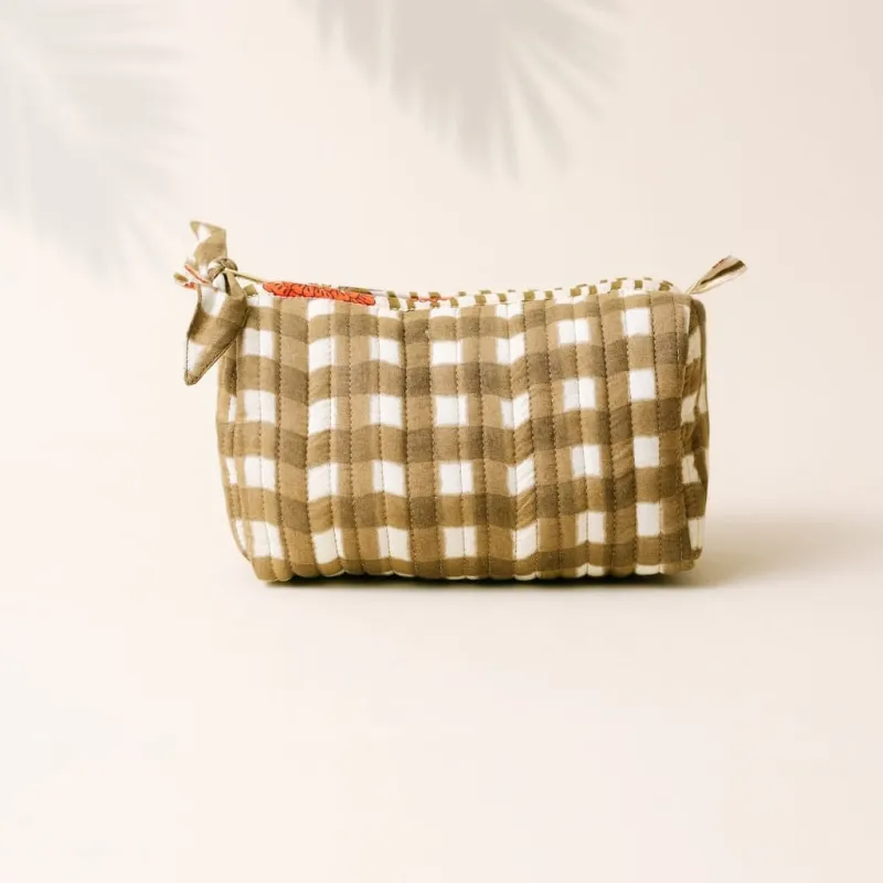 Small Painted Gingham Pouch made by Sunshine Tienda