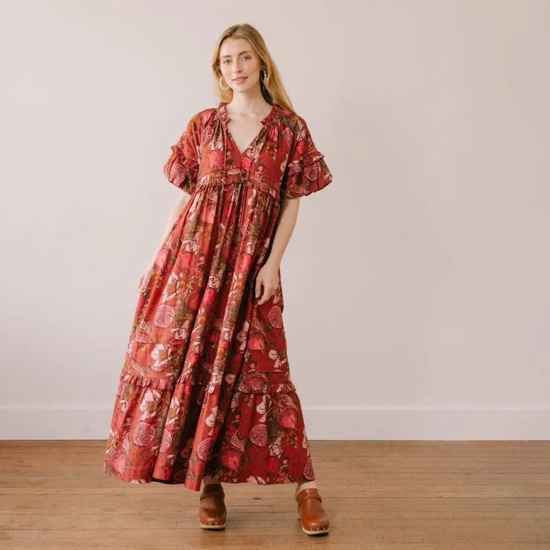 Pomegranate Floral Charlotte Dress made by Sunshine Tienda