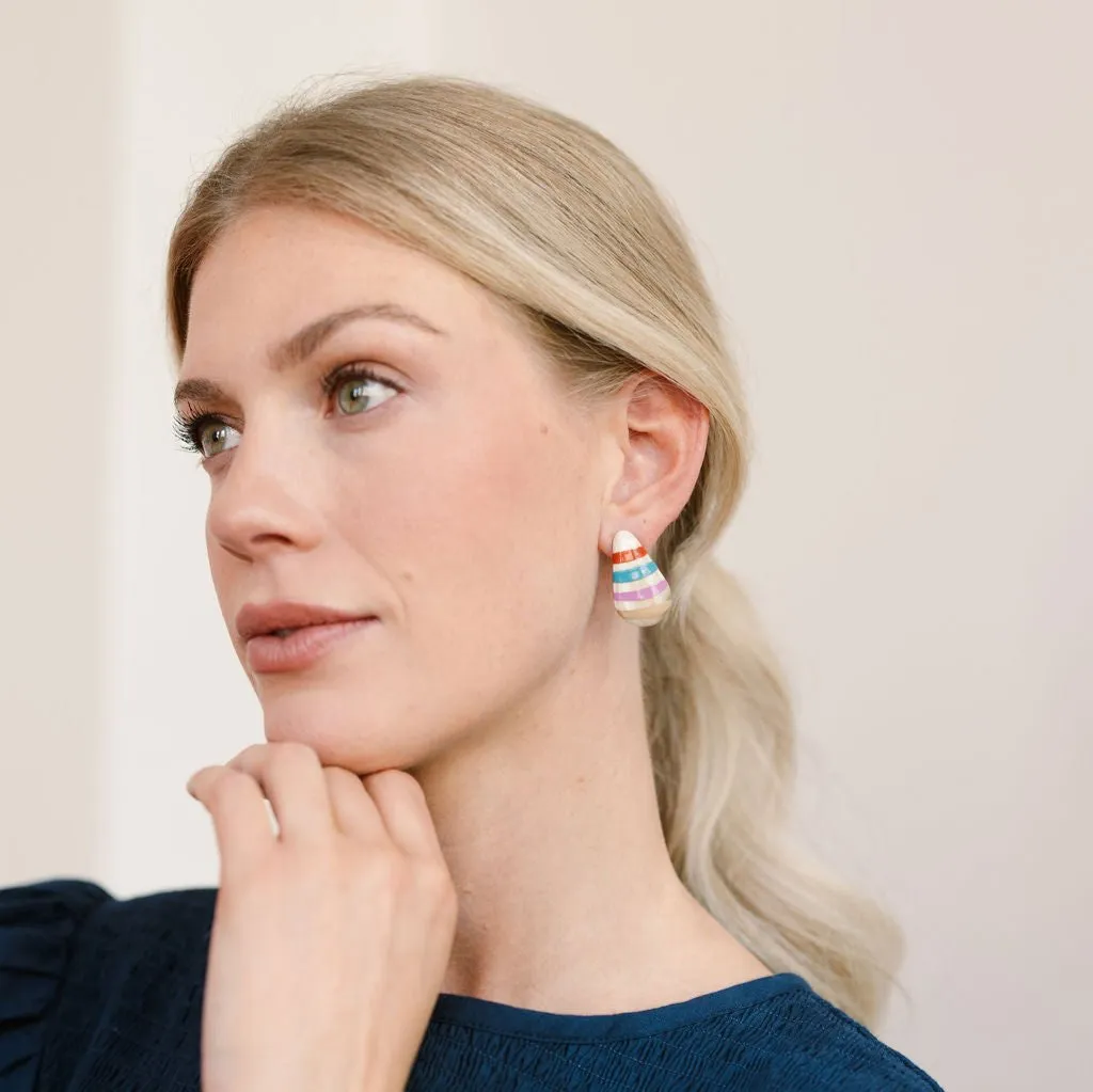 Colorful Stripe Dew Drop Earrings sold by Sunshine Tienda product image thumbnail 3