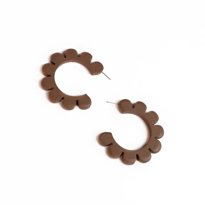 Tan Flower Outline Hoops sold by Sunshine Tienda