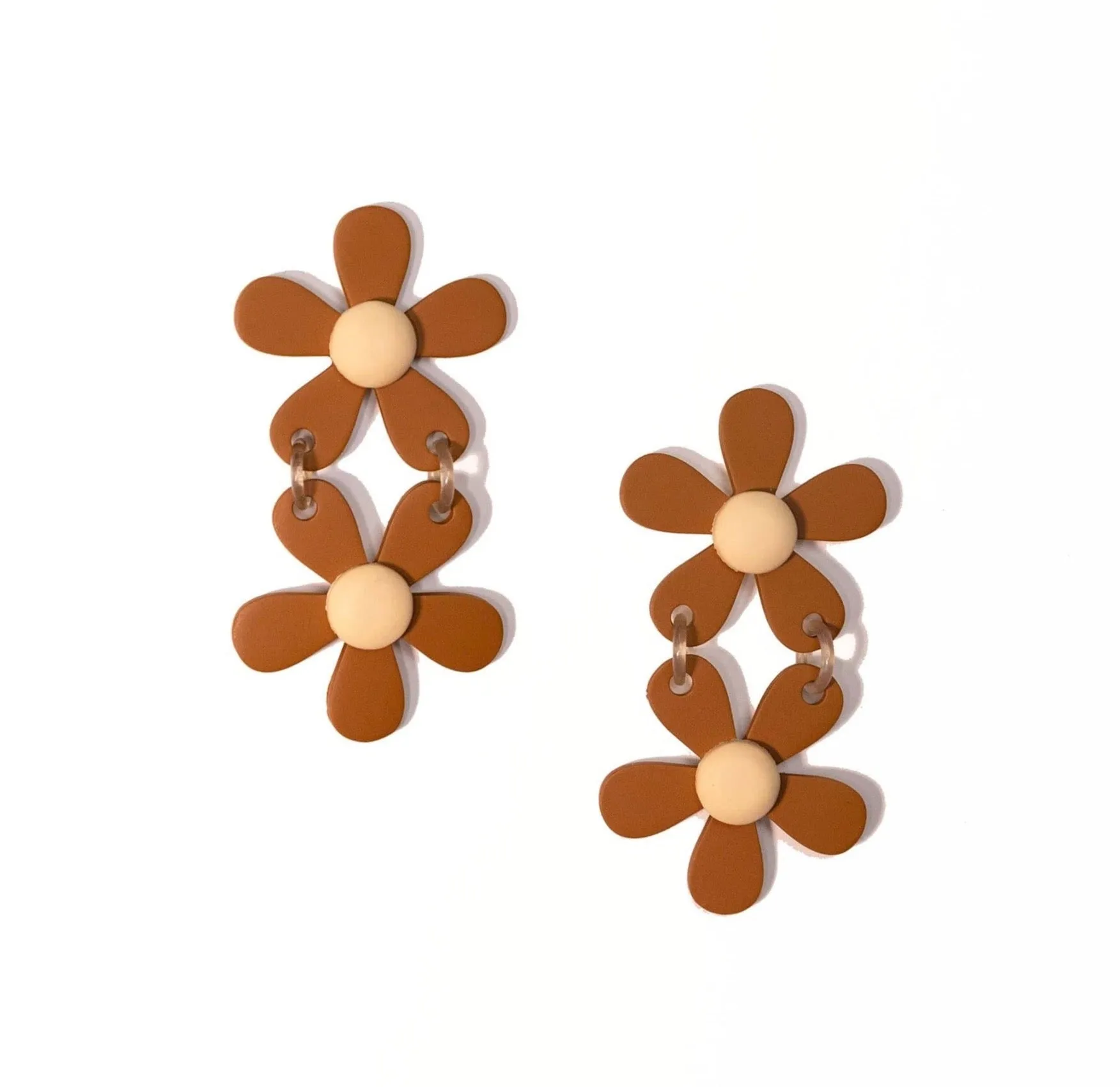 Stacked Tan Flower Earrings sold by Sunshine Tienda