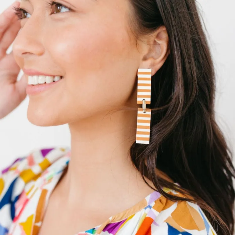 Isabella Tan Striped Earrings sold by Sunshine Tienda