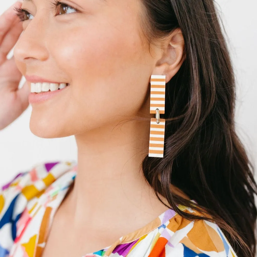 Isabella Tan Striped Earrings sold by Sunshine Tienda