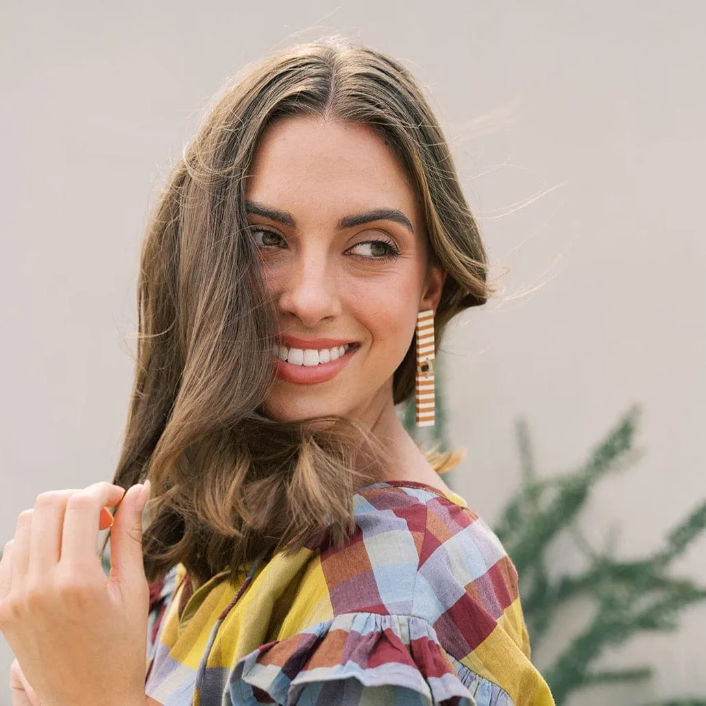 Isabella Tan Striped Earrings sold by Sunshine Tienda product image thumbnail 3