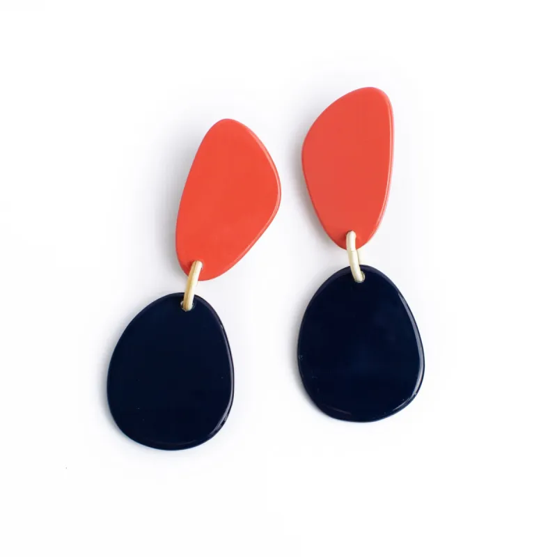Pink and Navy Teardrop Earrings sold by Sunshine Tienda