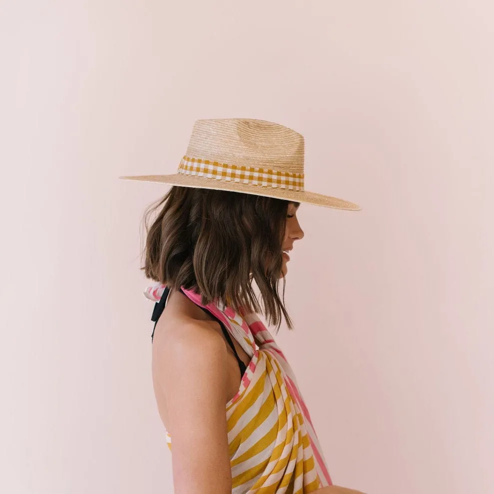 Lidia Mustard Gingham Palm Hat sold by Sunshine Tienda product image thumbnail 2