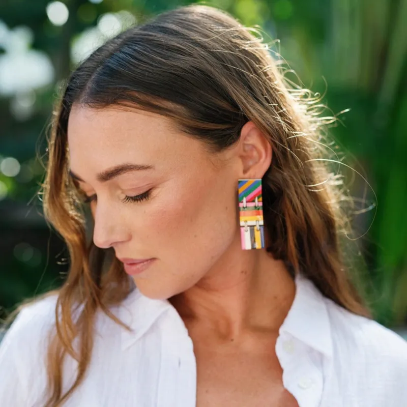 Colorful Stripe Ahoy Earrings sold by Sunshine Tienda