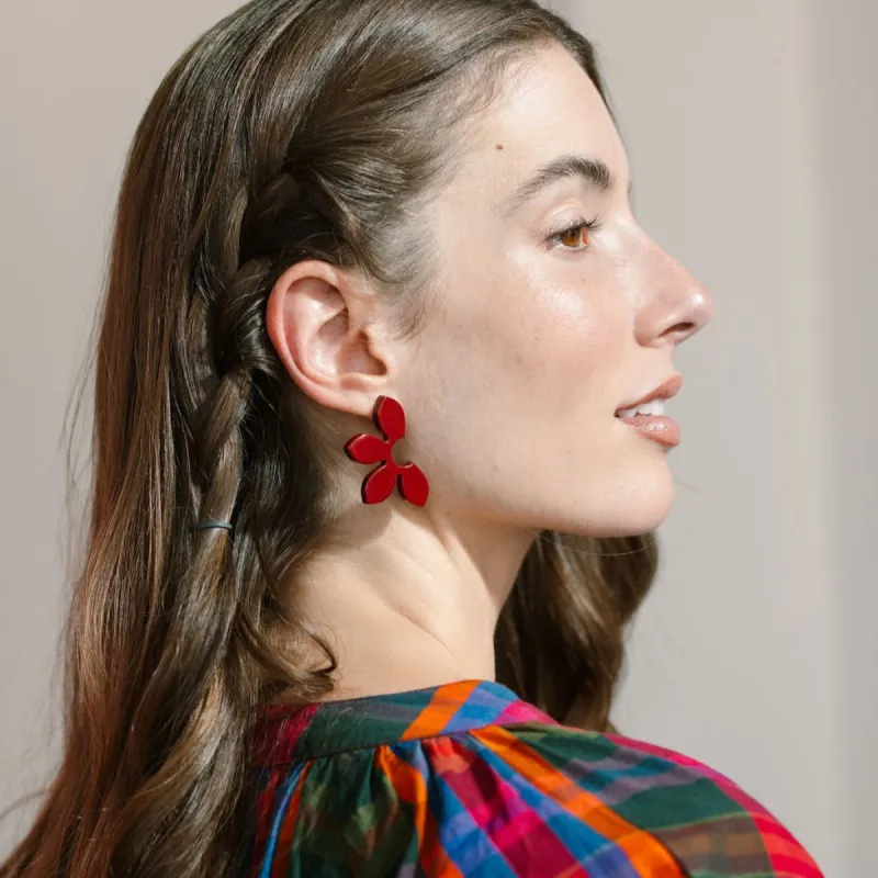 Burgundy Petal Earrings made by Sunshine Tienda