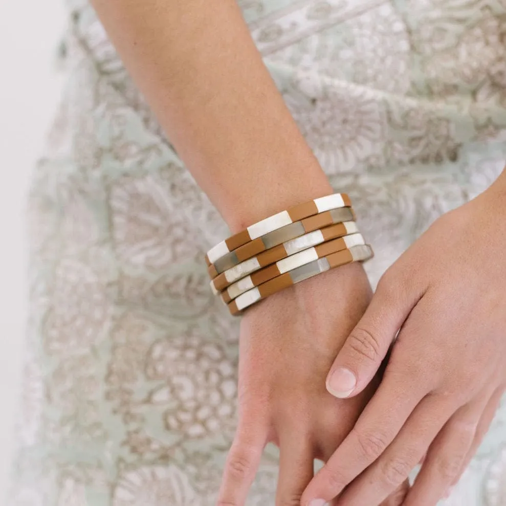 Teracotta and Ivory Tile Bangle Set sold by Sunshine Tienda product image thumbnail 2