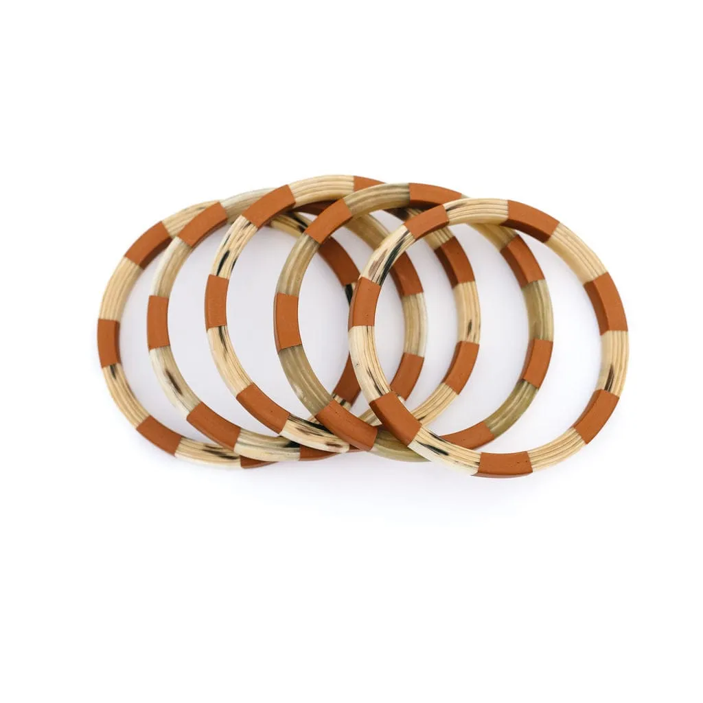 Teracotta and Ivory Tile Bangle Set sold by Sunshine Tienda