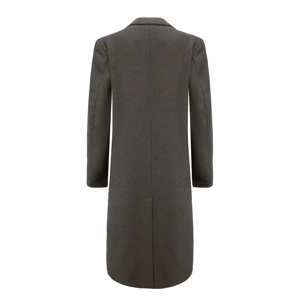 Men's Double-Breasted Knee Length Wool Blend Three Button Long Jacket Overcoat Top Coat sold by Daily Haute product image thumbnail 4