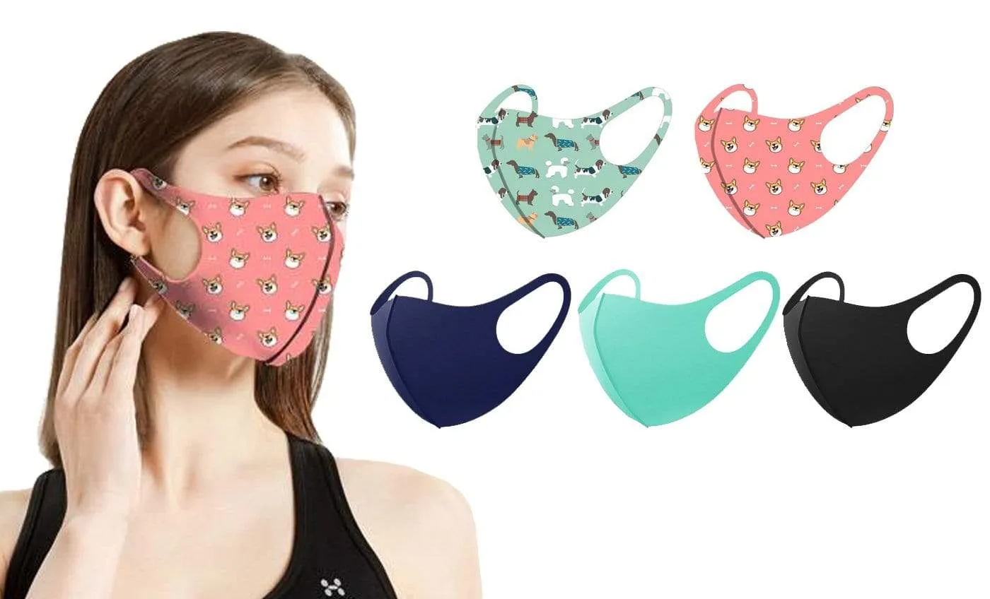 5 Pack Fun Prints Reusable Fabric Masks sold by Daily Haute product image thumbnail 2