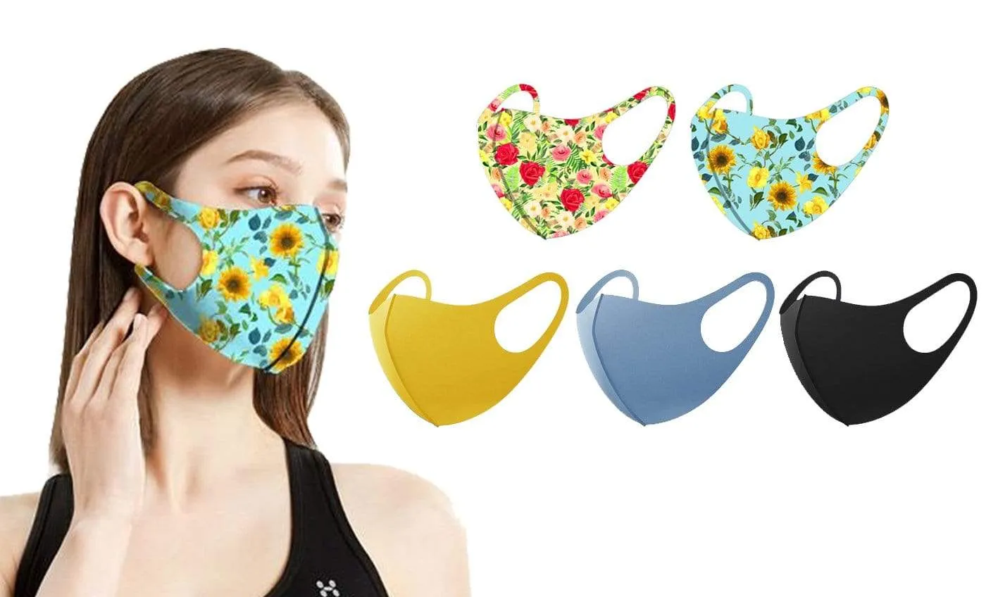 5 Pack Fun Prints Reusable Fabric Masks sold by Daily Haute