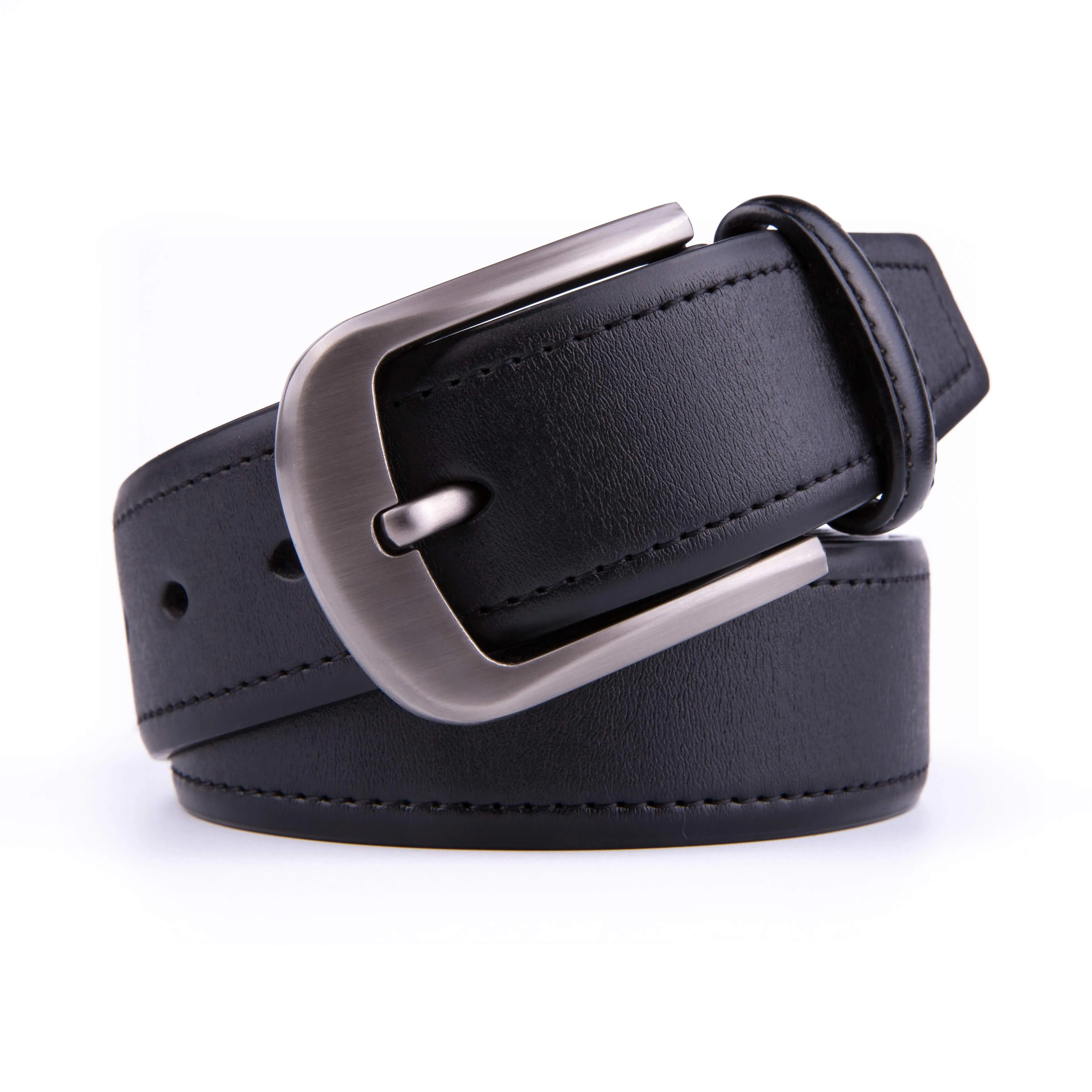 Braveman Men's Classic Genuine Leather Belt with Brushed Silver Buckle sold by Daily Haute product image thumbnail 2