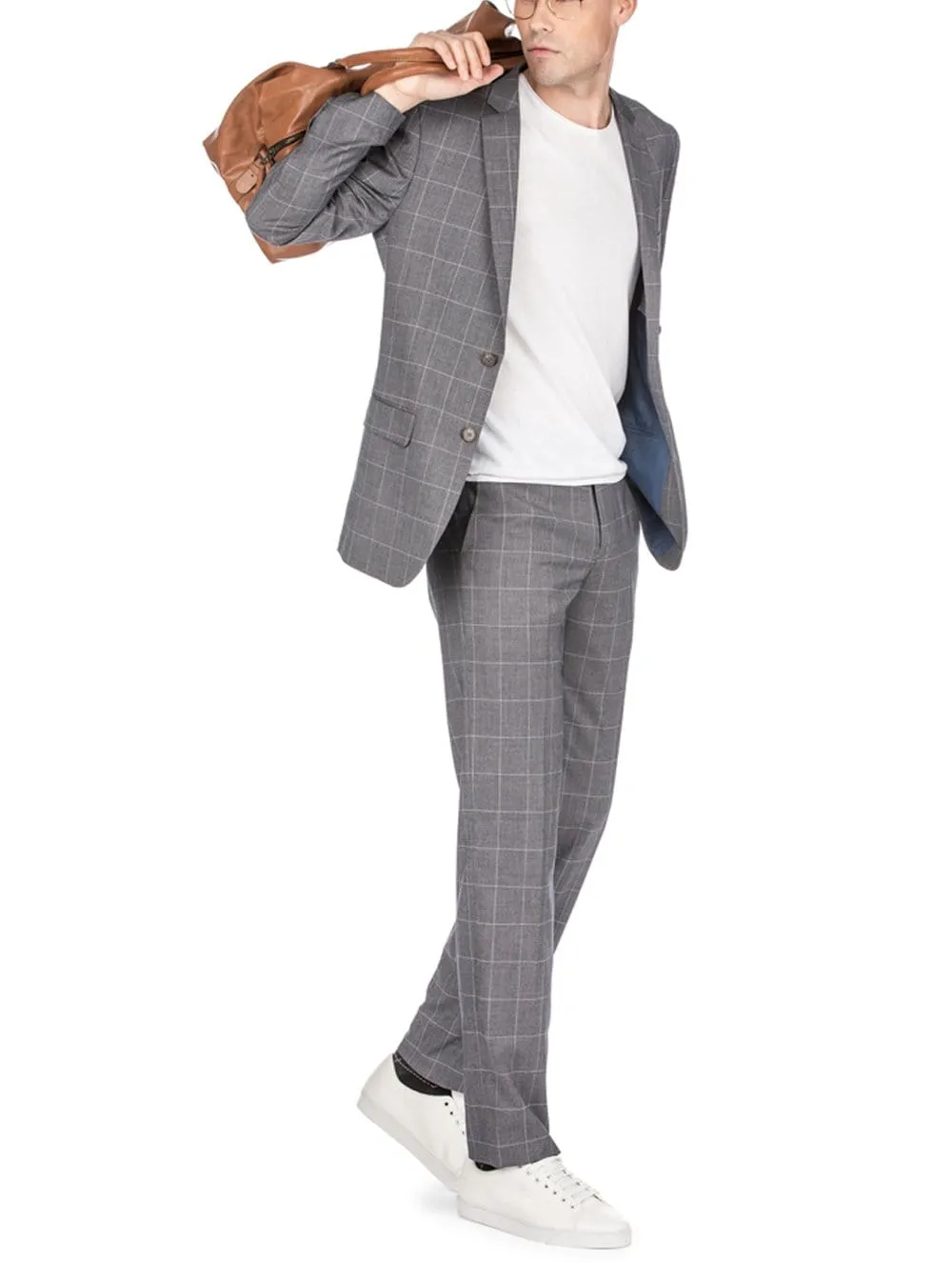 Men's Traveler Check Slim Fit Suits sold by Daily Haute product image thumbnail 4