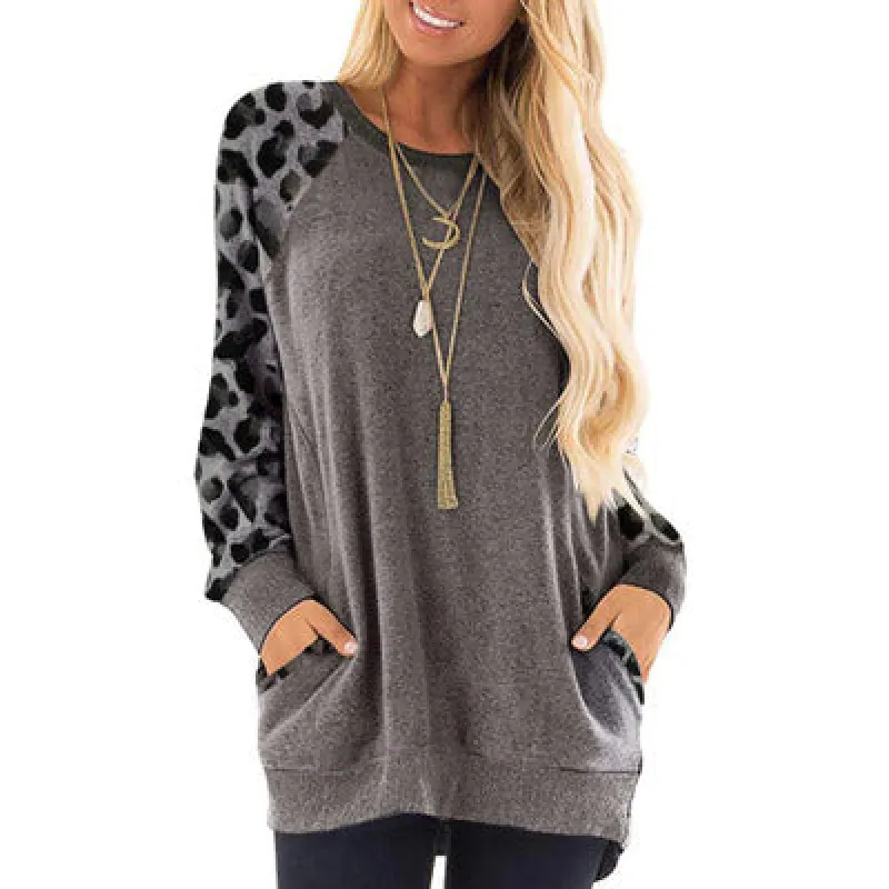 Haute Edition Women's Ultra Soft Long Sleeve Spring Pullover Leopard Raglan Sweatshirt sold by Daily Haute