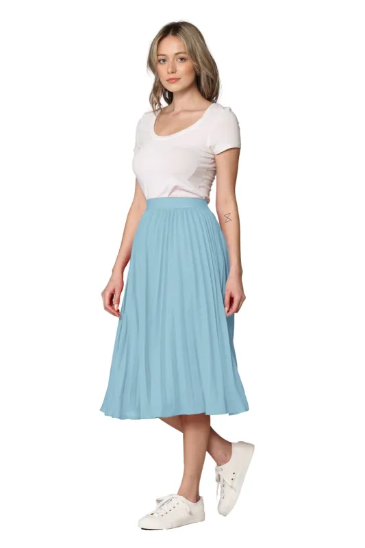 Women's Pleated Swing A-Line Midi Skirt sold by Daily Haute