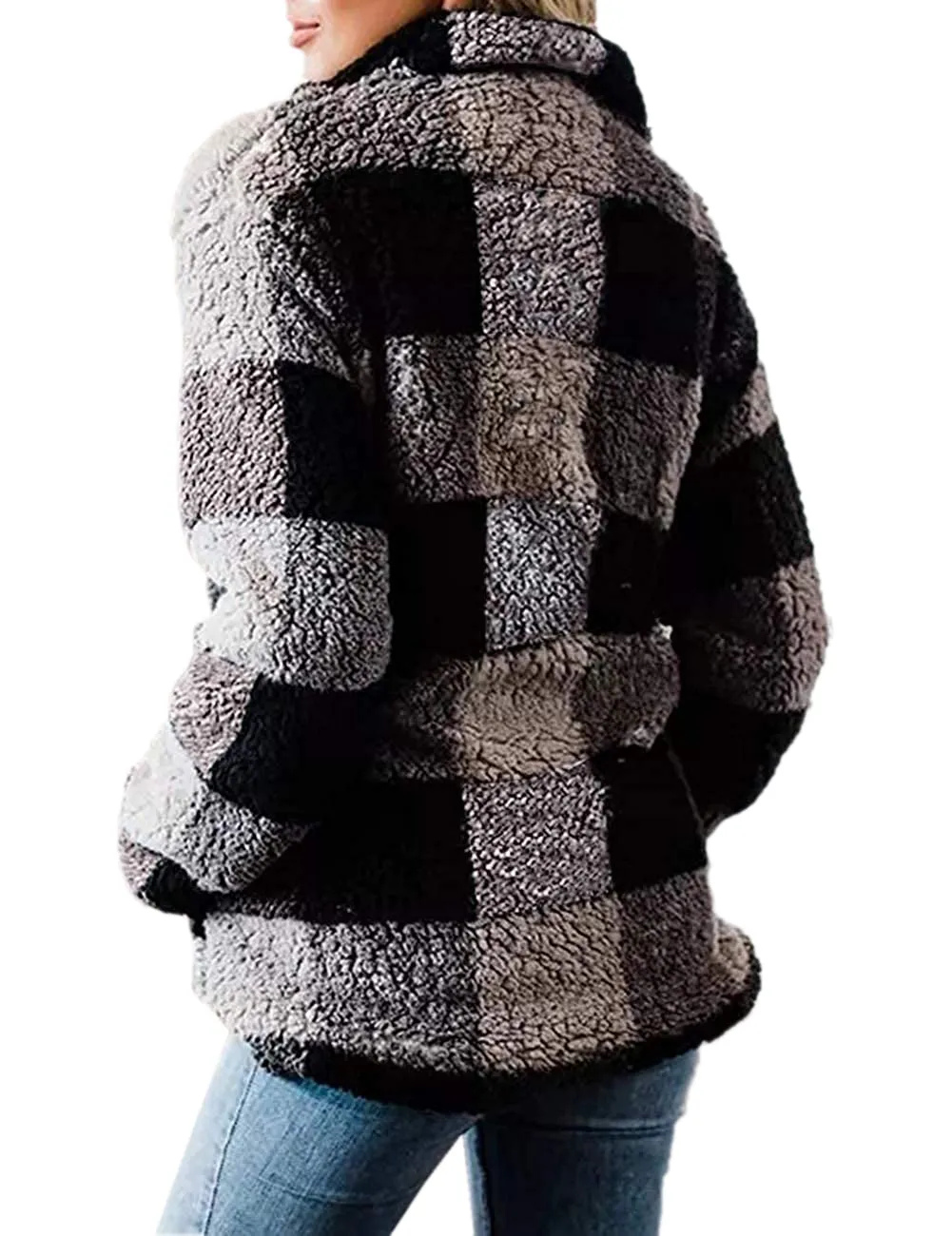 Haute Edition Women's 1/4 Zip Buffalo Plaid Sherpa Sweatshirt sold by Daily Haute product image thumbnail 3