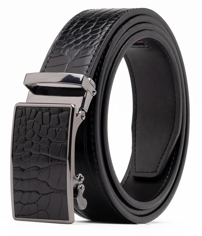 Men's Genuine Leather Crocodile Design Dress Belt with Automatic Buckle sold by Daily Haute