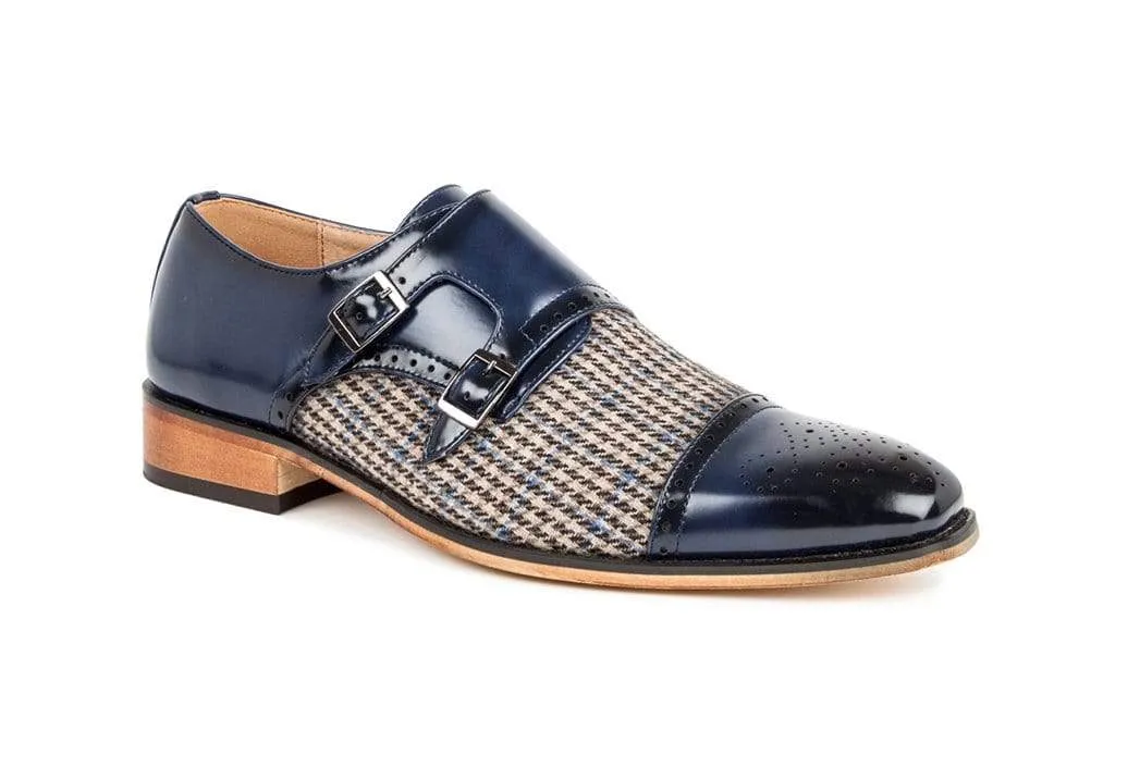 Gino Vitale Double Monk Strap Houndstooth Medallion Cap Toe Dress Shoes sold by Daily Haute product image thumbnail 4