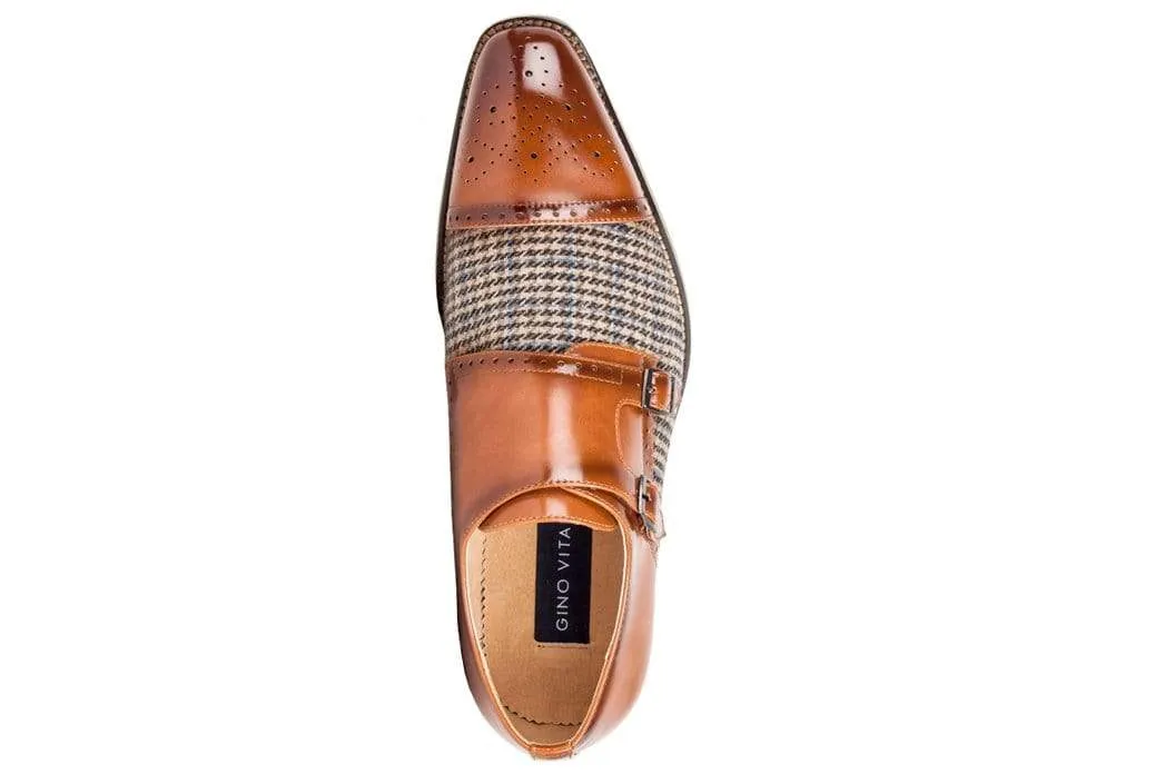 Gino Vitale Double Monk Strap Houndstooth Medallion Cap Toe Dress Shoes sold by Daily Haute product image thumbnail 3