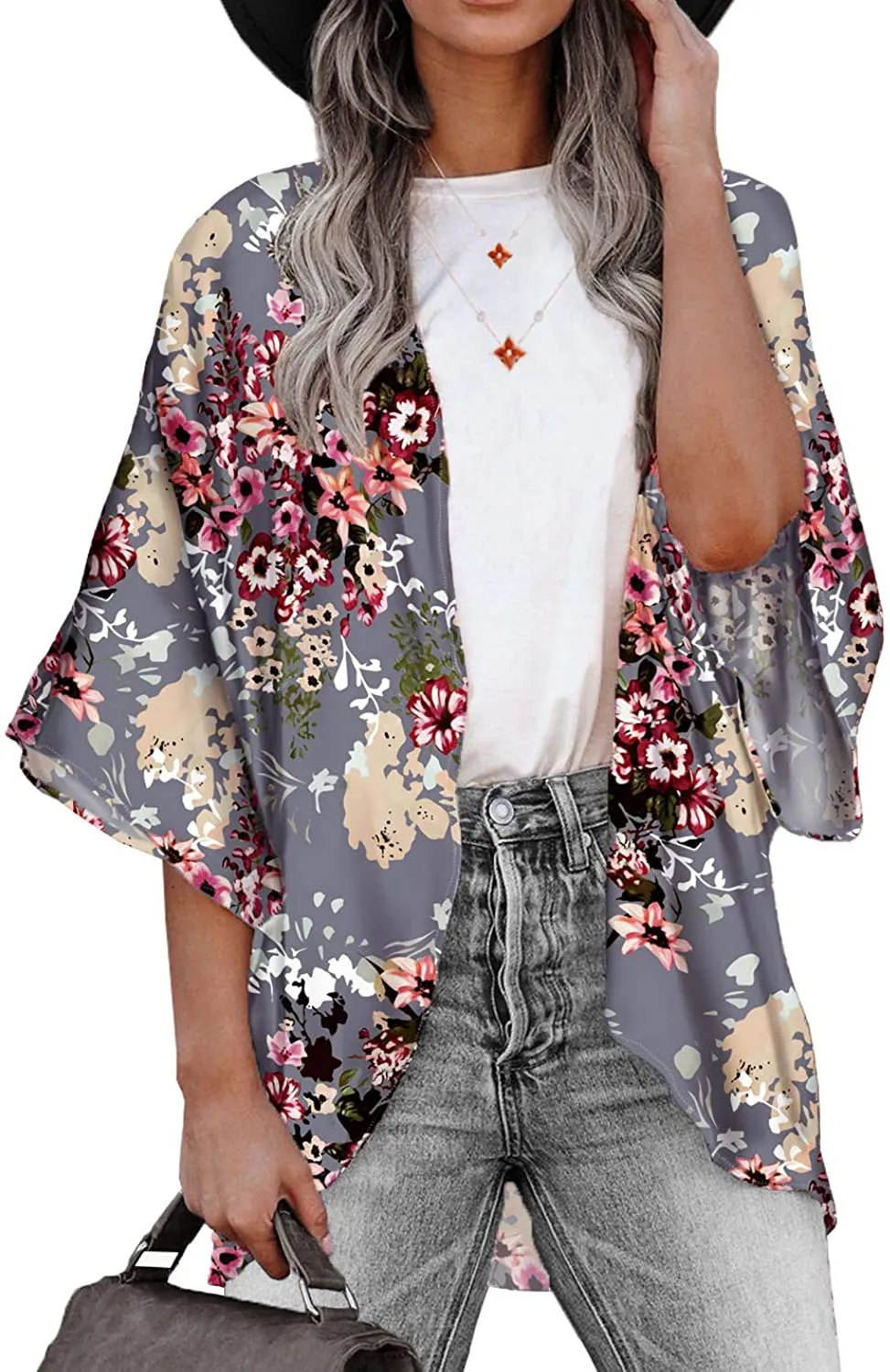 Haute Edition Women's Lightweight Summer Kimono Cardigan Cover Up in Leopard and Floral sold by Daily Haute