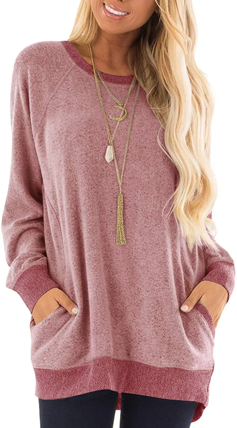 Haute Edition Women's Heather Contrast Slouchy Cozy Pocket Sweatshirt Tunic sold by Daily Haute product image thumbnail 5